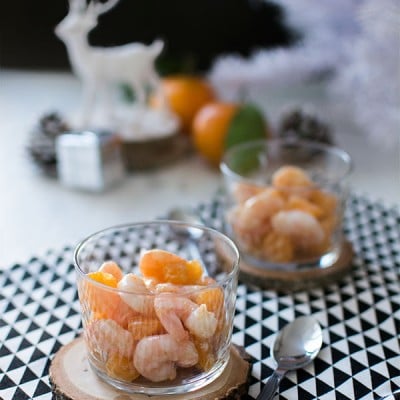 Recette de Noël : Crevettes aux clémentines et à la moutarde