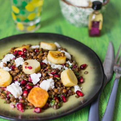 Recette de Salade de lentilles, quenelles, grenade et feta