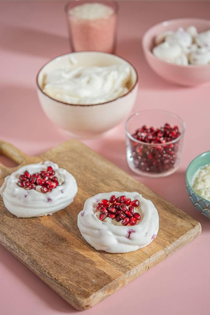 Recette de Pavlovas à la grenade, riz au lait à la fleur d’oranger