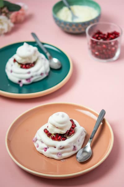 Recette de Pavlovas à la grenade, riz au lait à la fleur d’oranger