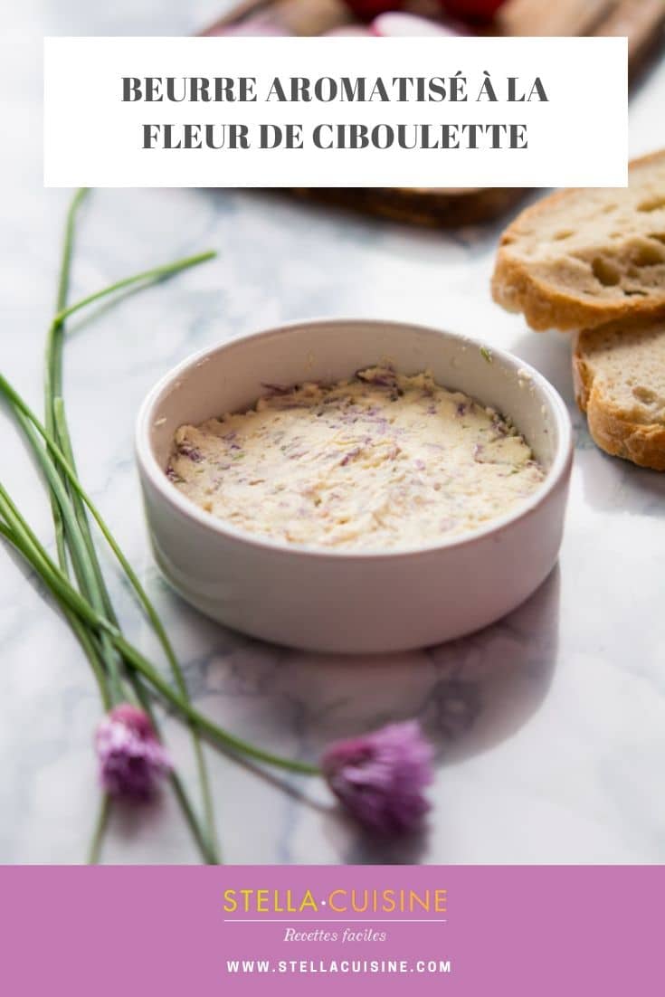 Recette de Beurre de fleurs de ciboulette, beurre aromatisé facile.