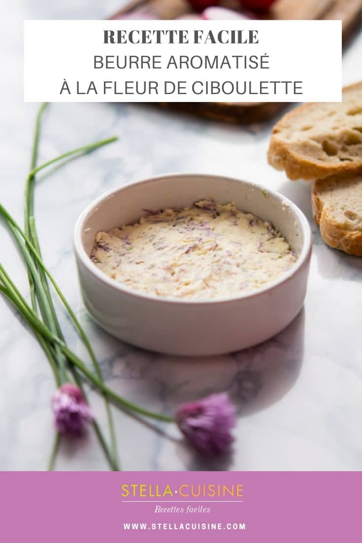 Recette de Beurre de fleurs de ciboulette, beurre aromatisé facile.