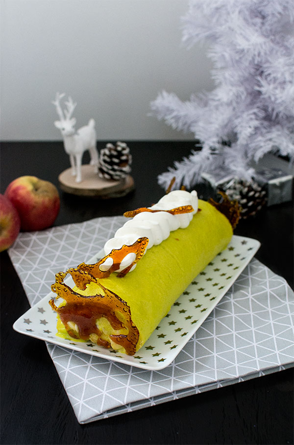 Recette de Noël : Bûche au chocolat blanc et pommes caramélisées façon Tatin