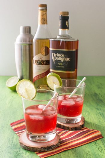 Recette de Cocktail Red Fresh (Polignac et Reynac), recette facile et rapide de cocktail original à base de pineau et cognac.