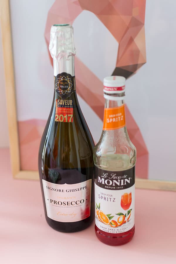 Recette de Cocktail Spritz, au Prosecco Signore Guiseppe et sirop Monin