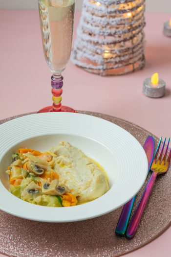 Recette de Filets de colin au champagne, tagliatelles de légumes (recette Cookeo)