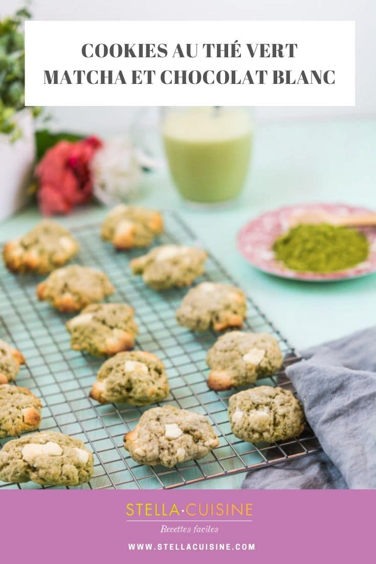 Recette de Cookies au thé matcha et chocolat blanc. Recette facile de cookies au thé vert matcha, un délice de gourmandise avec des pépites de chocolat blanc !