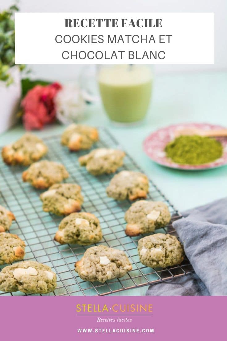 Recette de Cookies au thé matcha et chocolat blanc. Recette facile de cookies au thé vert matcha, un délice de gourmandise avec des pépites de chocolat blanc !