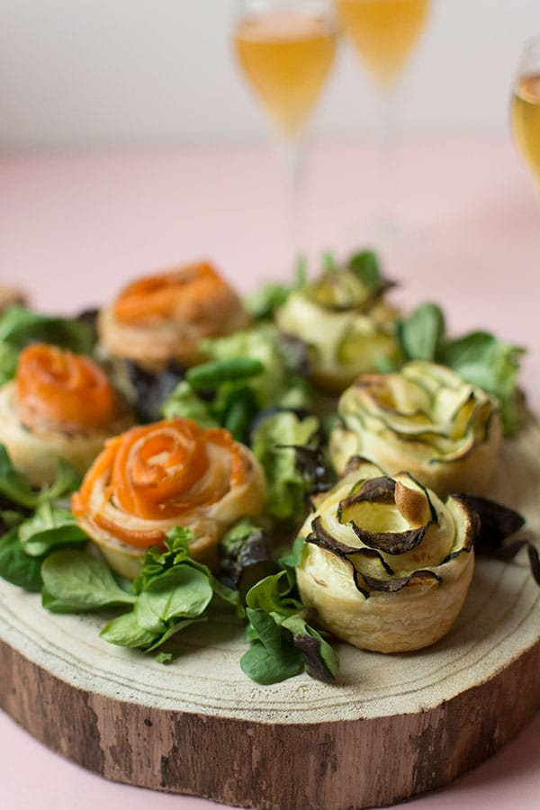 Recette de Fleurs feuilletées saumon, courgettes, fromage frais, recette facile fête des mères