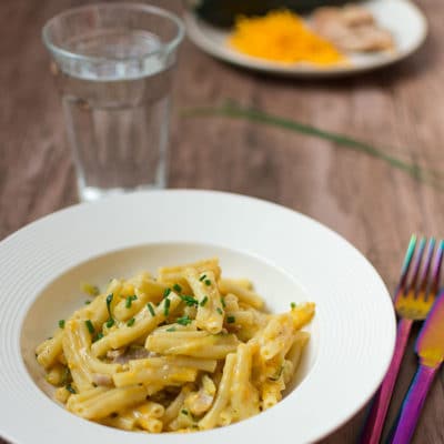 Recette de Macaronis au fromage, poulet et courgettes (recette Cookeo)