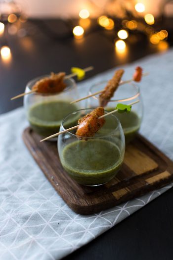 Recette de Velouté de cresson et fenouil, truite fumée au pain d'épices