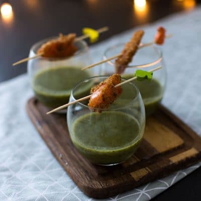 Recette de Velouté de cresson et fenouil, truite fumée au pain d'épices