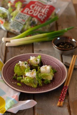 Recette de Makis à la salade feuille de chêne rouge, oignons caramélisés et fromage