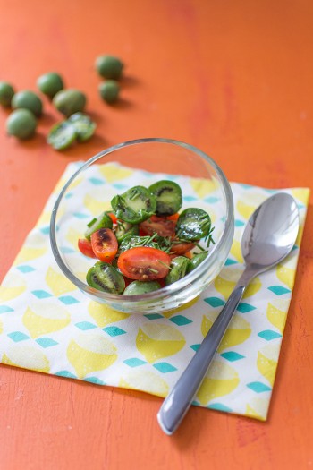 Recette de Salsa de tomates cerises et baby kiwi Nergi à la sauce soja