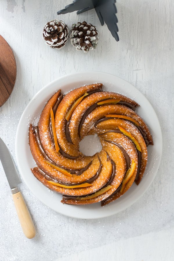 Recette de Bundt cake orange et Nutella, recette facile de couronne de Noël à l'orange et au Nutella !