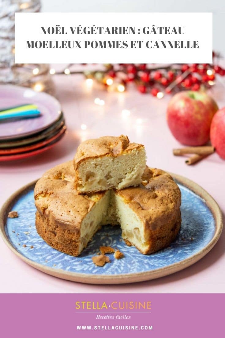 Recette de Noël végétarien : gâteau moelleux pommes et cannelle. Un gâteau moelleux pour régaler toute la famille.
