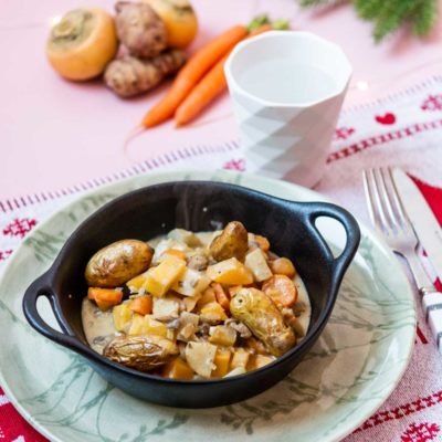 Recette de Noël végétarien : marmite crémeuse de légumes anciens