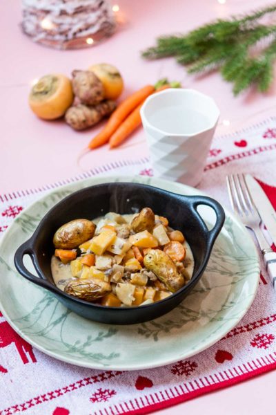 Recette de Noël végétarien : marmite crémeuse de légumes anciens