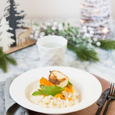 Recette de Noël végétarien : risotto de butternut, poire et gorgonzola