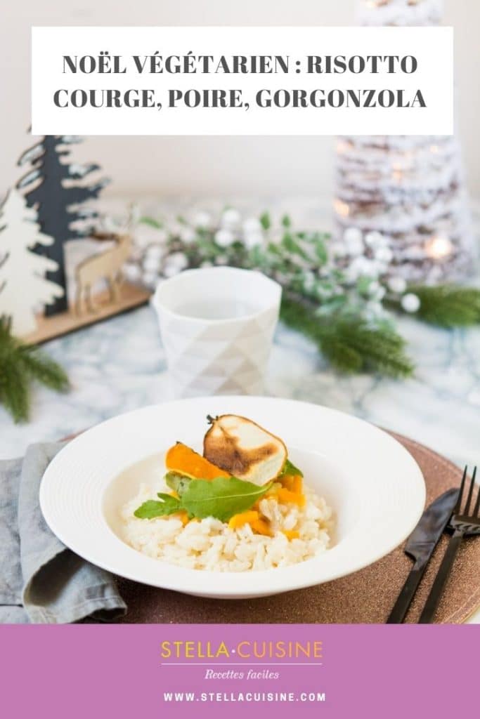 Recette de Noël végétarien : risotto de butternut, poire et gorgonzola