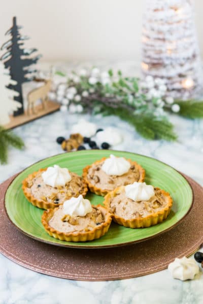 Noël végétarien : Tartelettes Mont-Blanc (crème de marrons, myrtilles...)