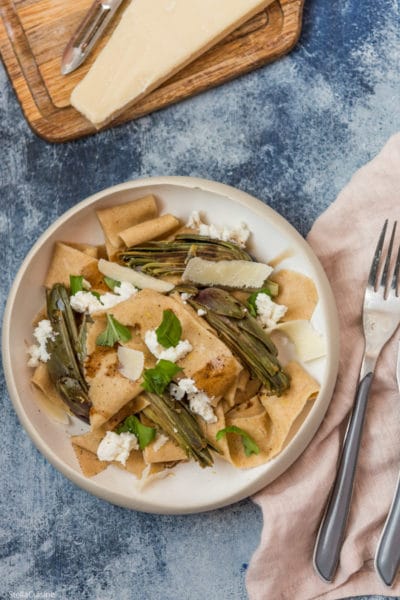 Recette de Pappardelles aux artichauts, ricotta et balsamique