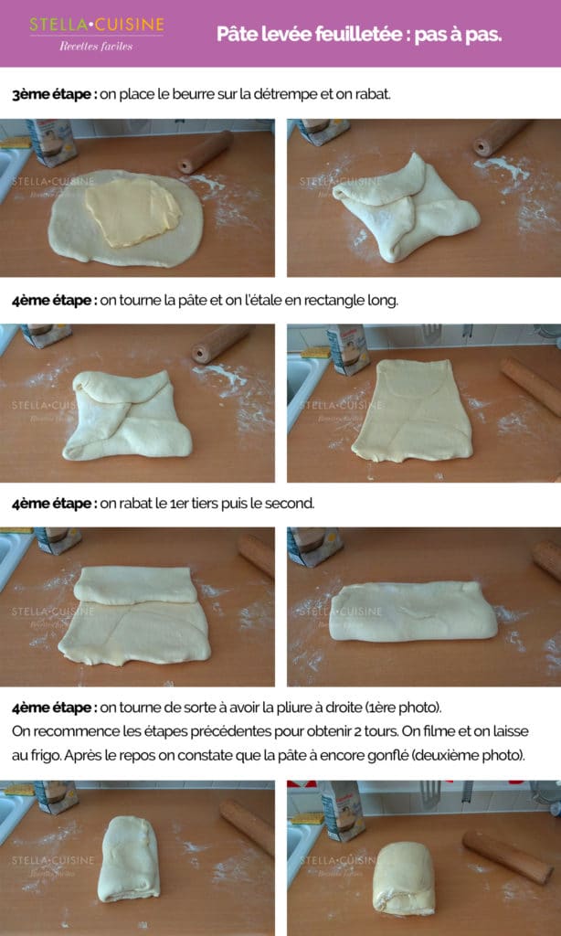 Recette de pâte levée feuilletée pour viennoiseries, croissants, pains au chocolat... Recette pas à pas en photos.