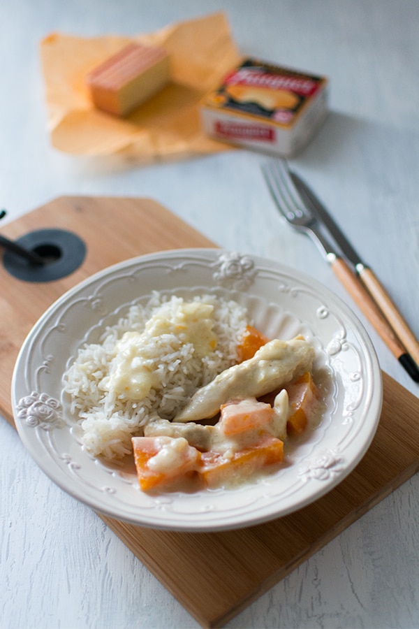 Recette de Poulet au Maroilles et au Potiron