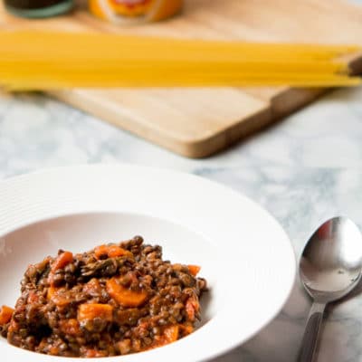 Recette de Sauce bolognaise végétarienne aux lentilles (vegan)