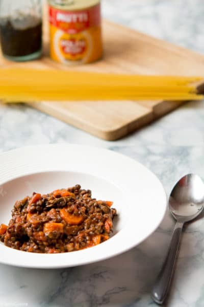 Recette de Sauce bolognaise végétarienne aux lentilles (vegan)