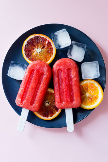 Recette de Sorbet à l'orange sanguine et à la fleur d'oranger (en popsicles)