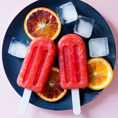 Recette de Sorbet à l'orange sanguine et à la fleur d'oranger (en popsicles)