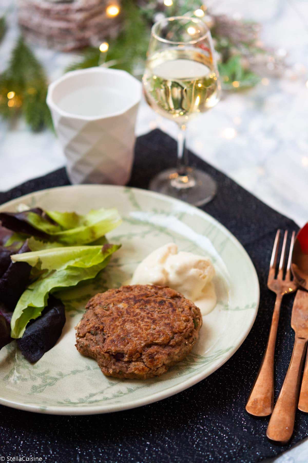 Recette de Noël végétarien : steak veggie et glace moutarde
