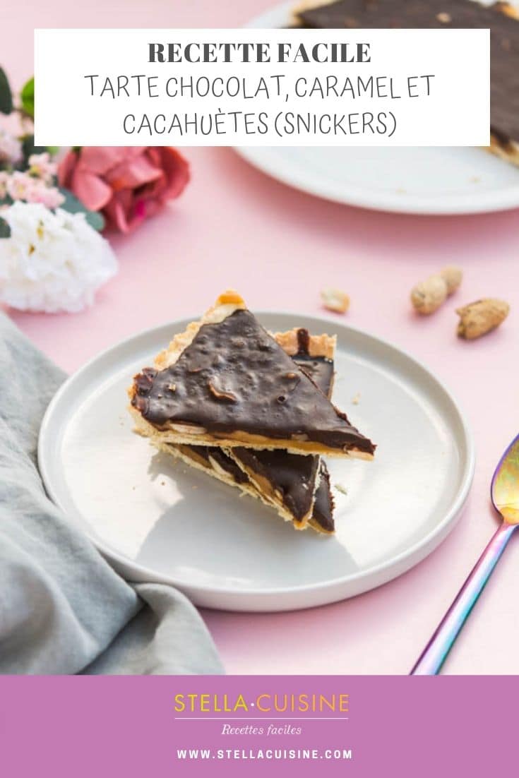 Recette de Tarte chocolat, caramel et cacahuètes (façon Snickers)