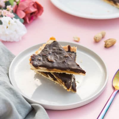 Recette de Tarte chocolat, caramel et cacahuètes (façon Snickers)