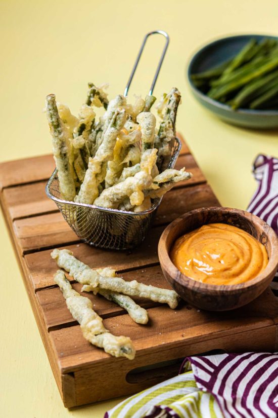 Recette de Tempura de haricots verts, mayonnaise épicée