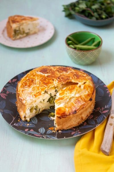 Recette facile de Pâques, recette végétarienne pour paques : Tourte de Pâques aux pois sucrés, feta et menthe ! Idéal avec une salade, en entrée ou en plat principal, avec les pois sucrés C'ZON !