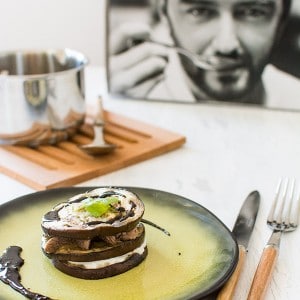 Recette de Millefeuille d'aubergines, agneau, ricotta, et balsamique à la menthe {Le défi de Cyril Lignac et ses ustensiles}