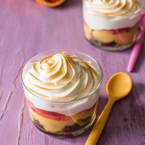 Recette de verrine d'orange sanguine meringuée et brownie